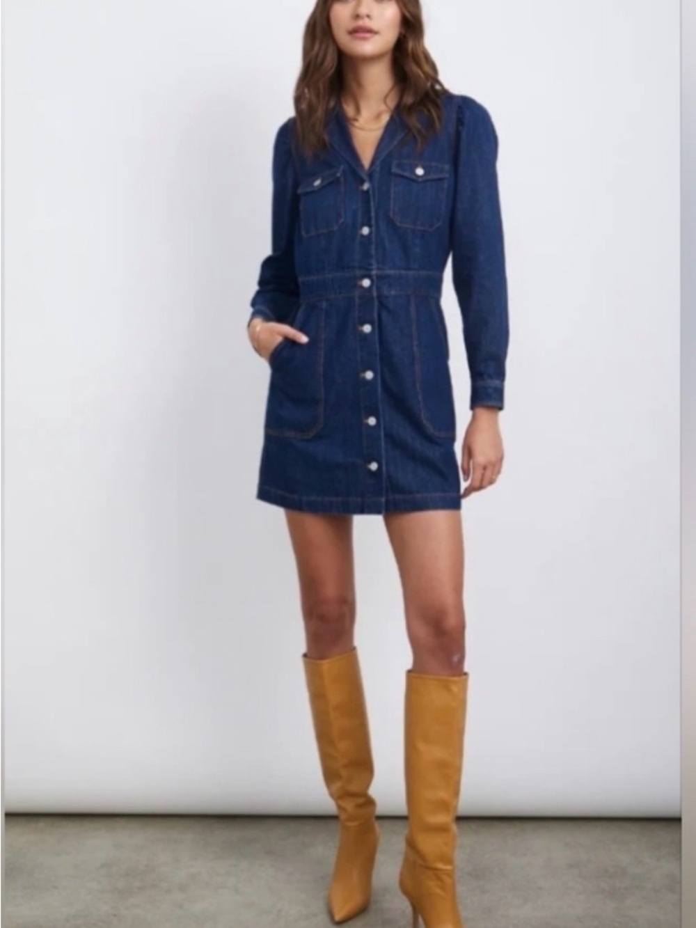Rails Dark Blue Denim Button-Front Mini Dress